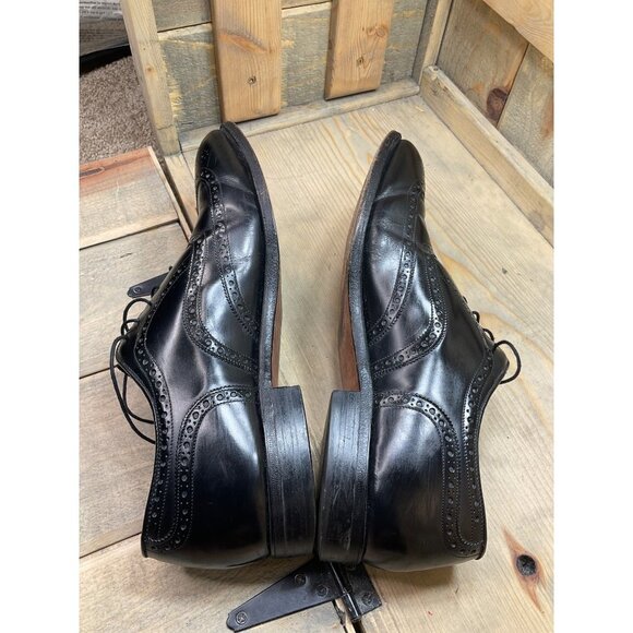 Johnston & Murphy Mens Leather Wingtip Oxford Black Shoes 11.5 D/B